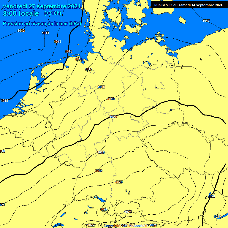 Modele GFS - Carte prvisions 