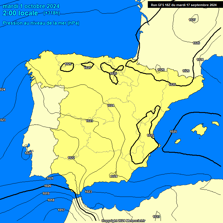 Modele GFS - Carte prvisions 