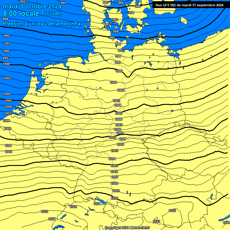 Modele GFS - Carte prvisions 