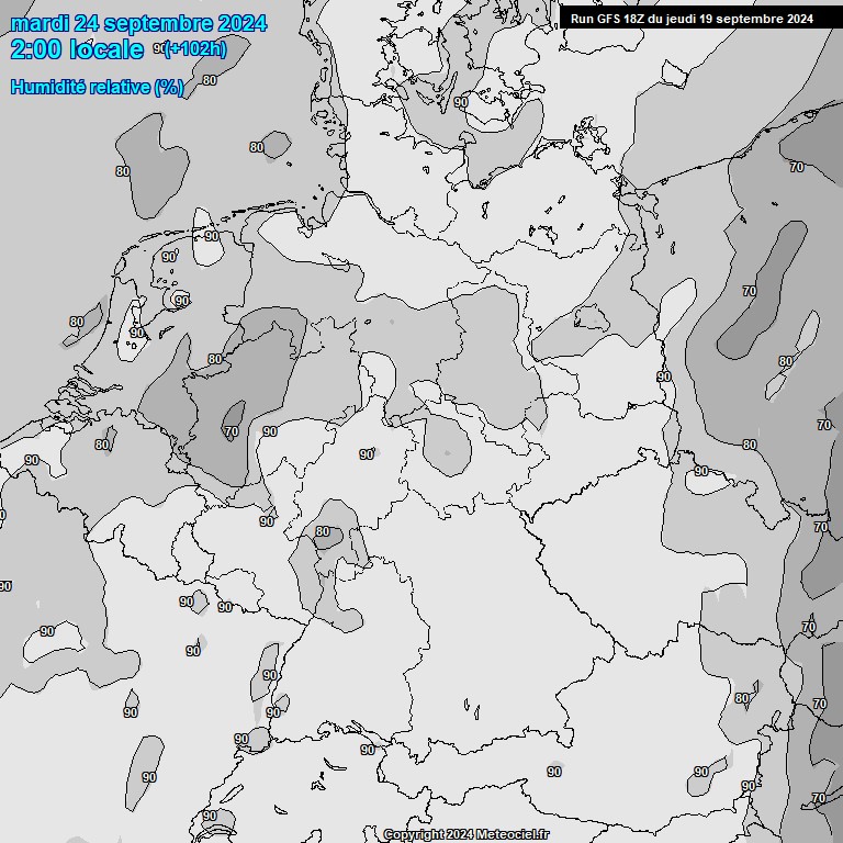 Modele GFS - Carte prvisions 