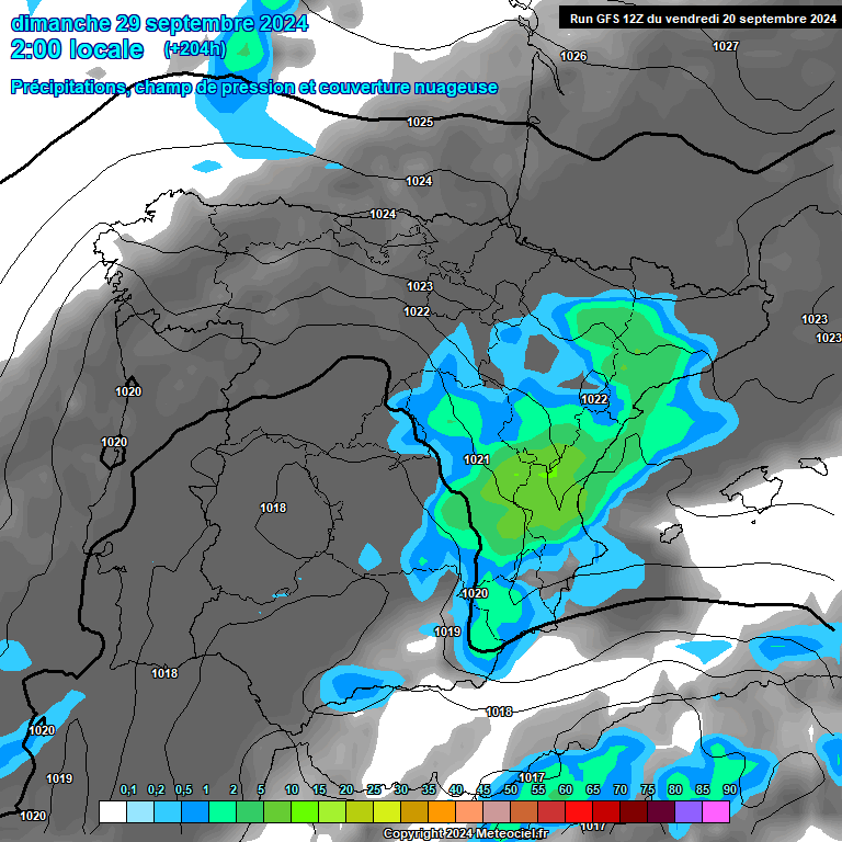 Modele GFS - Carte prvisions 