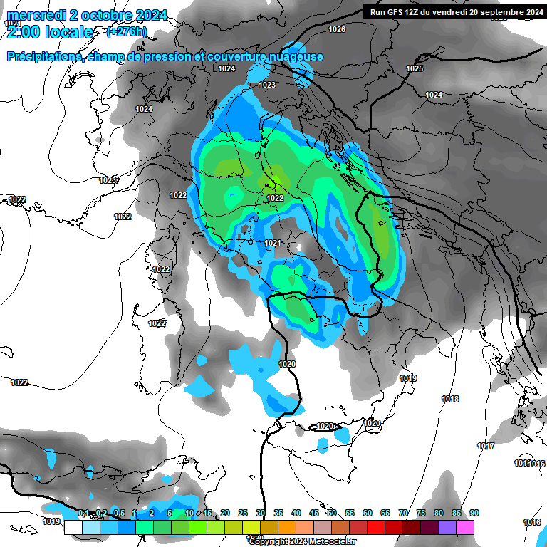 Modele GFS - Carte prvisions 