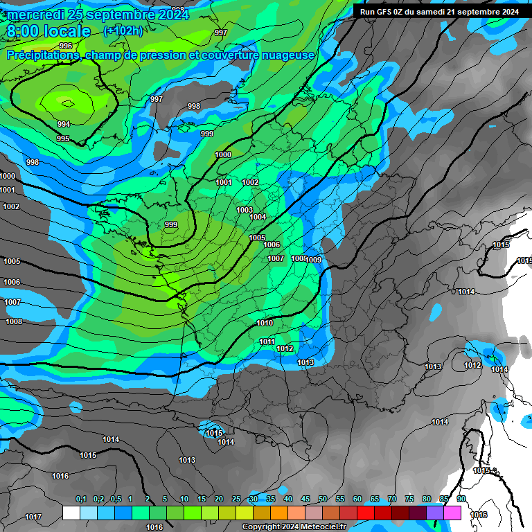 Modele GFS - Carte prvisions 