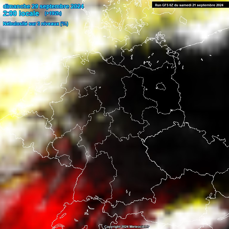 Modele GFS - Carte prvisions 