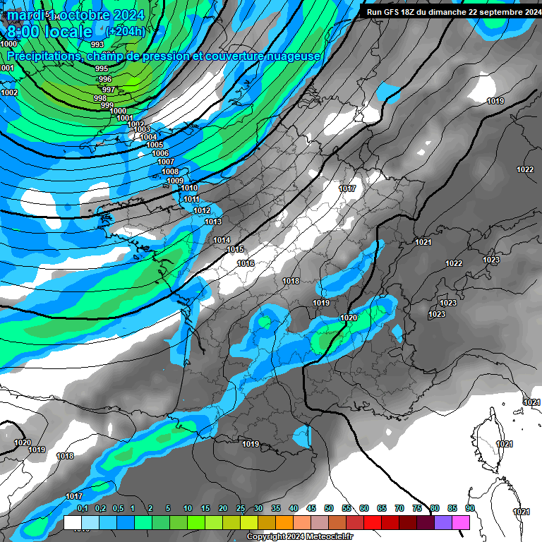 Modele GFS - Carte prvisions 