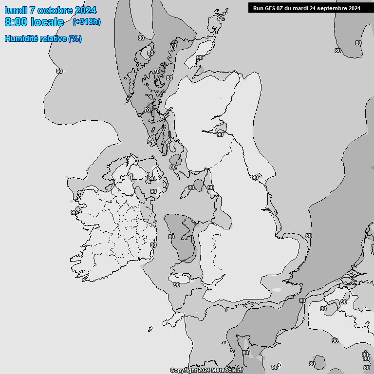 Modele GFS - Carte prvisions 