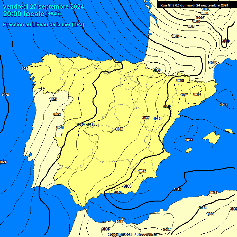 Modele GFS - Carte prvisions 