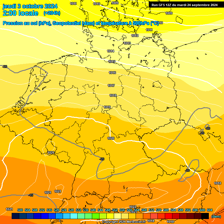 Modele GFS - Carte prvisions 