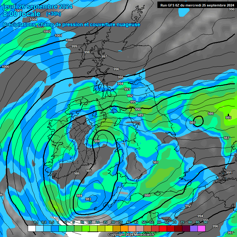 Modele GFS - Carte prvisions 