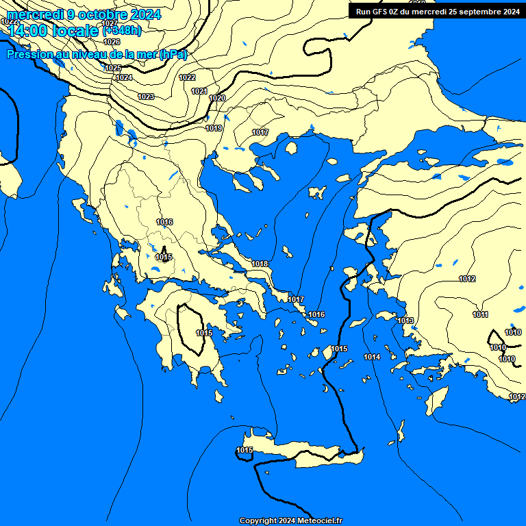 Modele GFS - Carte prvisions 