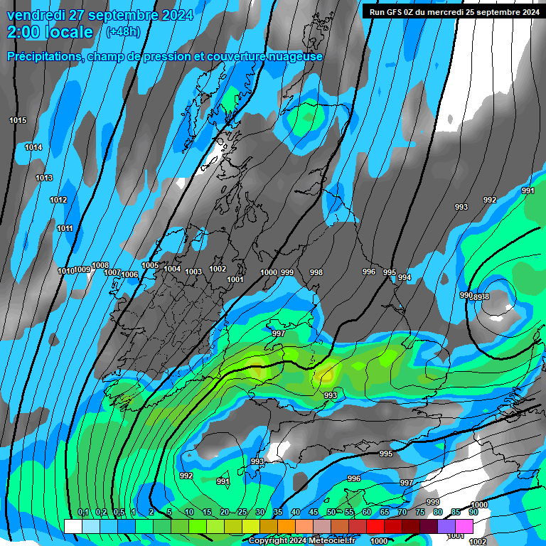 Modele GFS - Carte prvisions 