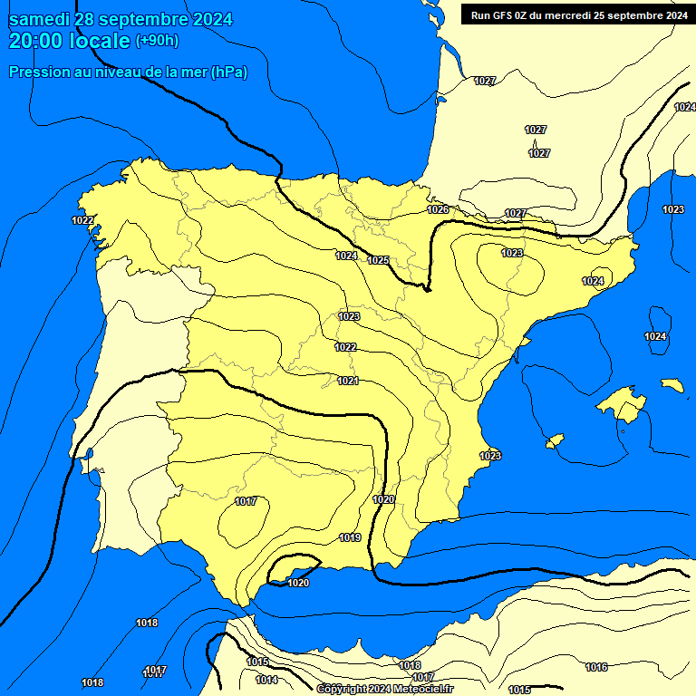 Modele GFS - Carte prvisions 