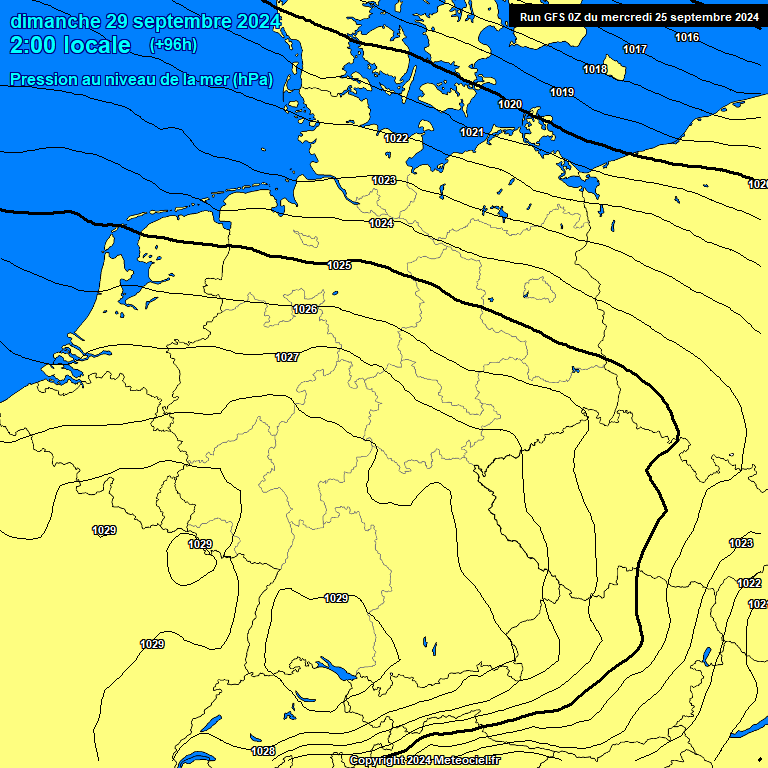 Modele GFS - Carte prvisions 