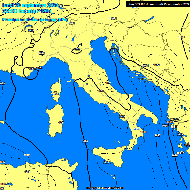 Modele GFS - Carte prvisions 