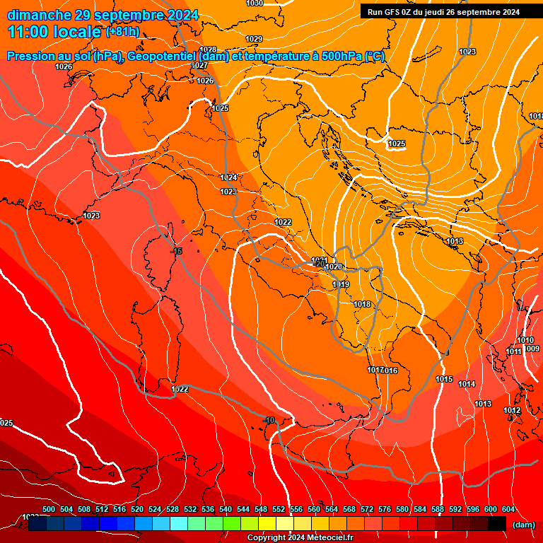 Modele GFS - Carte prvisions 