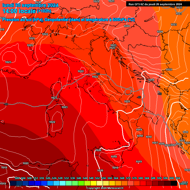 Modele GFS - Carte prvisions 