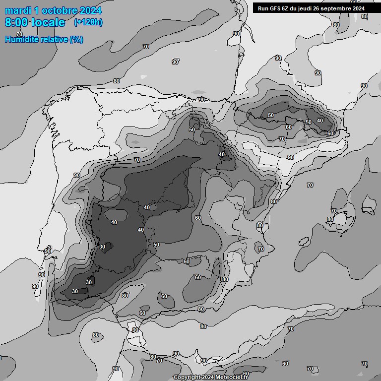 Modele GFS - Carte prvisions 