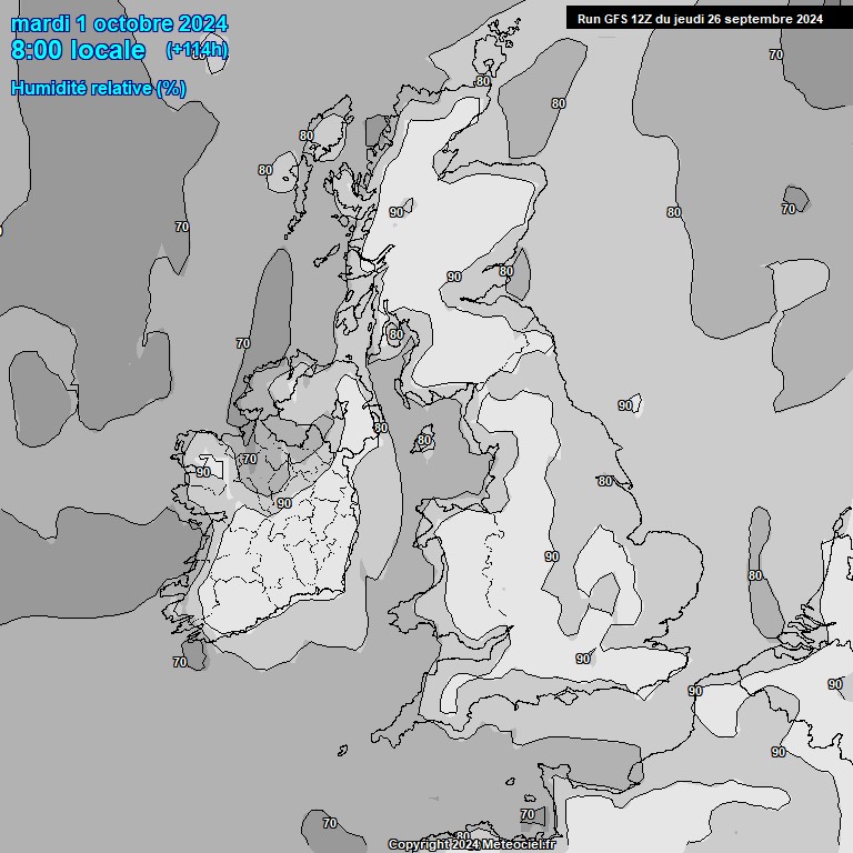 Modele GFS - Carte prvisions 