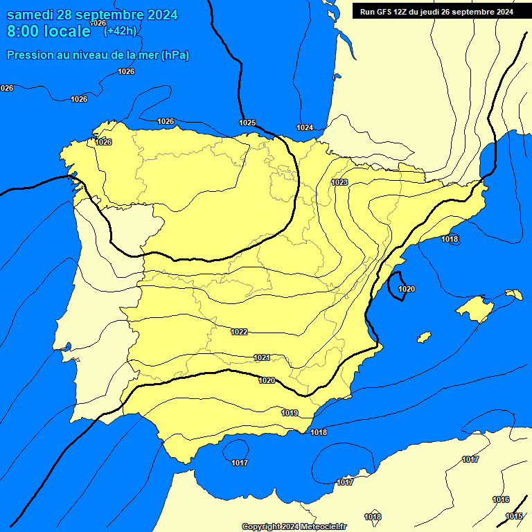 Modele GFS - Carte prvisions 