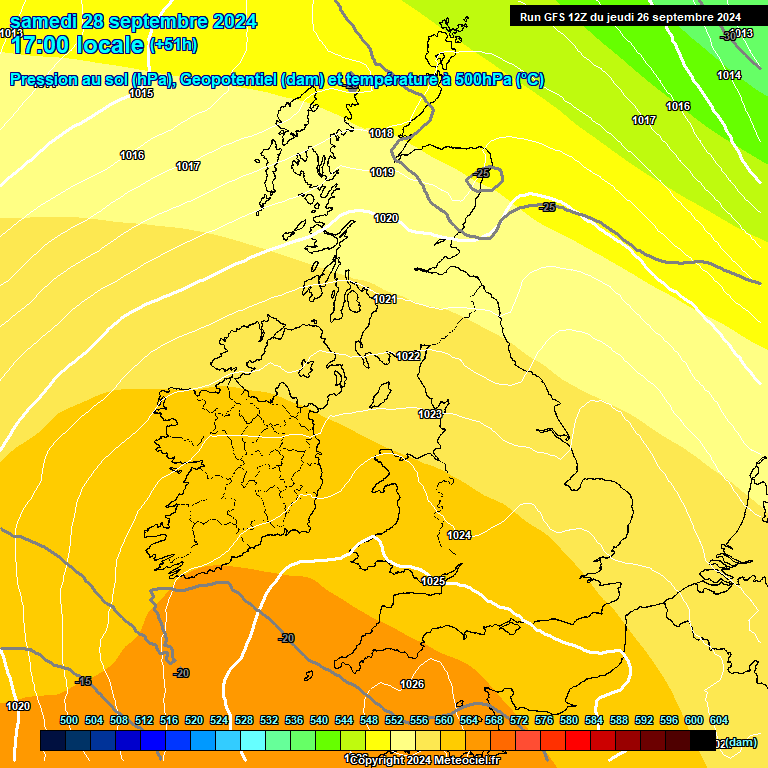 Modele GFS - Carte prvisions 