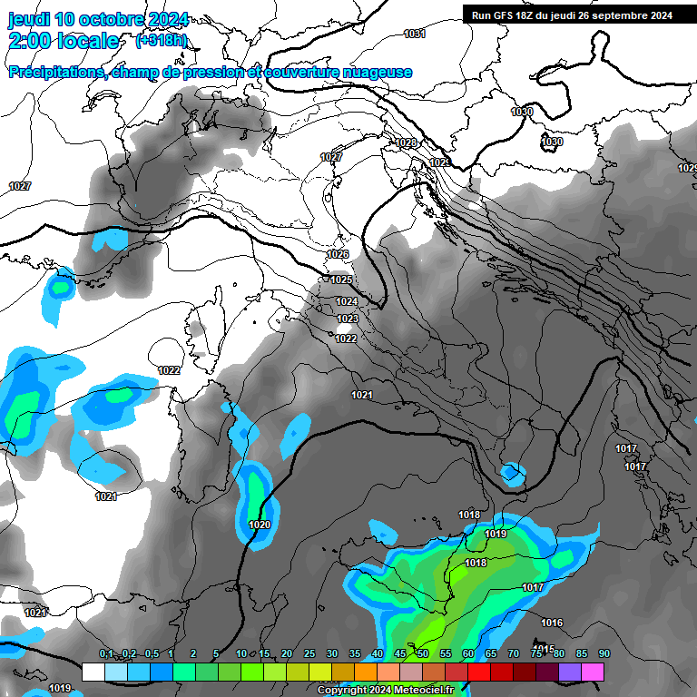 Modele GFS - Carte prvisions 