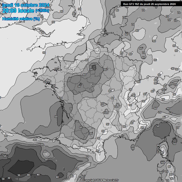 Modele GFS - Carte prvisions 