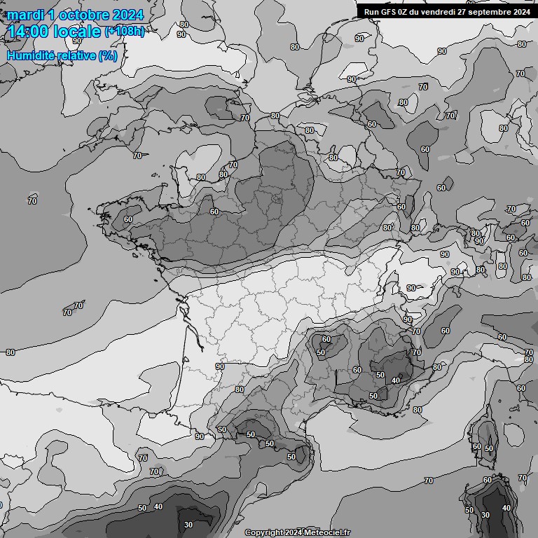 Modele GFS - Carte prvisions 