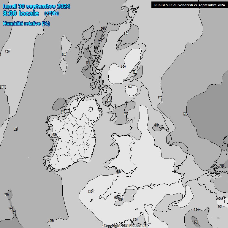 Modele GFS - Carte prvisions 