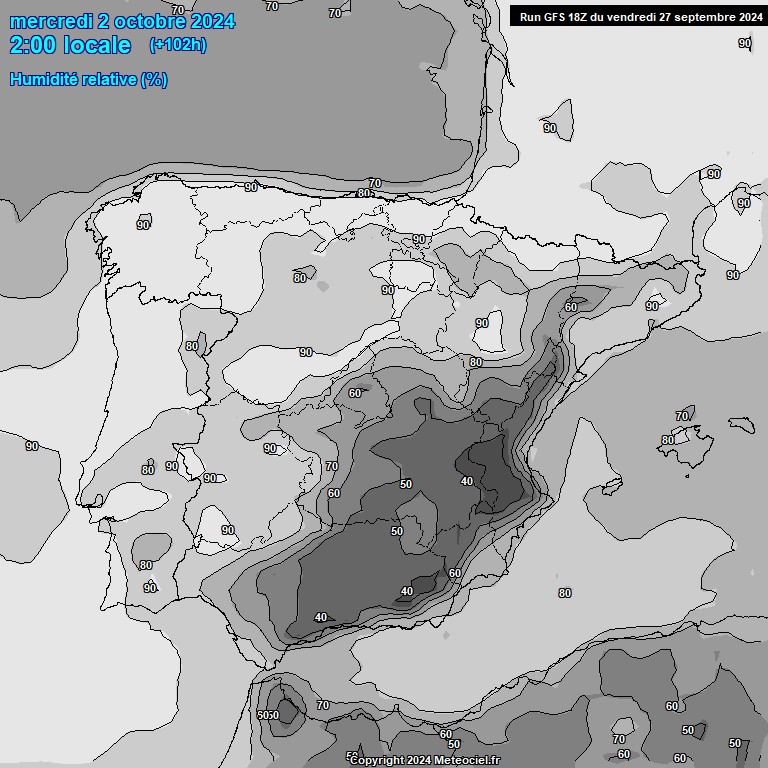 Modele GFS - Carte prvisions 