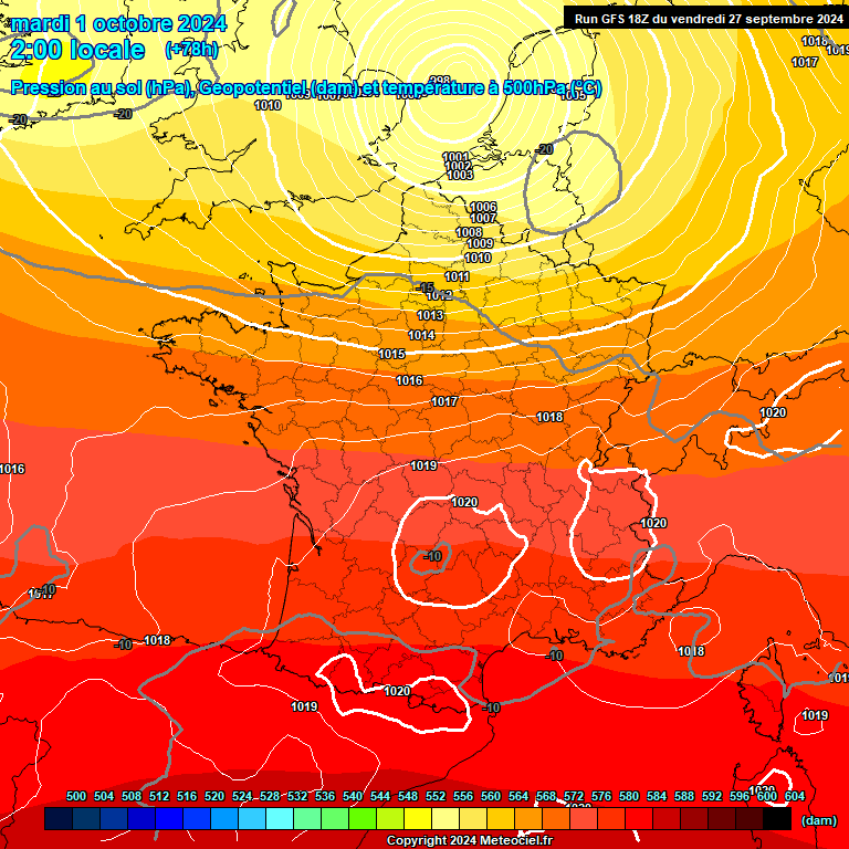 Modele GFS - Carte prvisions 