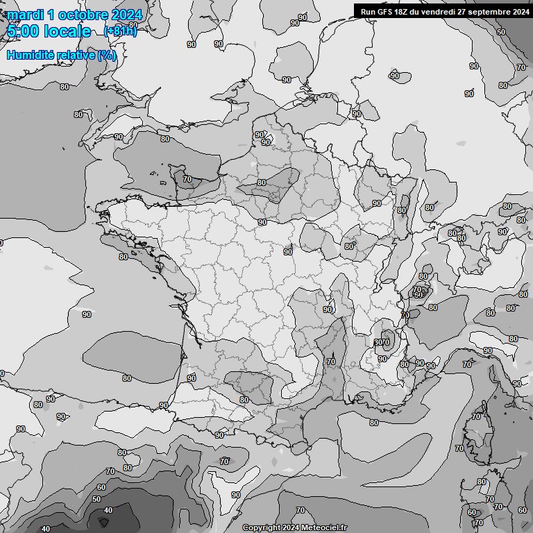 Modele GFS - Carte prvisions 