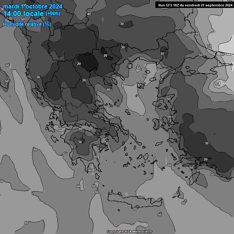 Modele GFS - Carte prvisions 