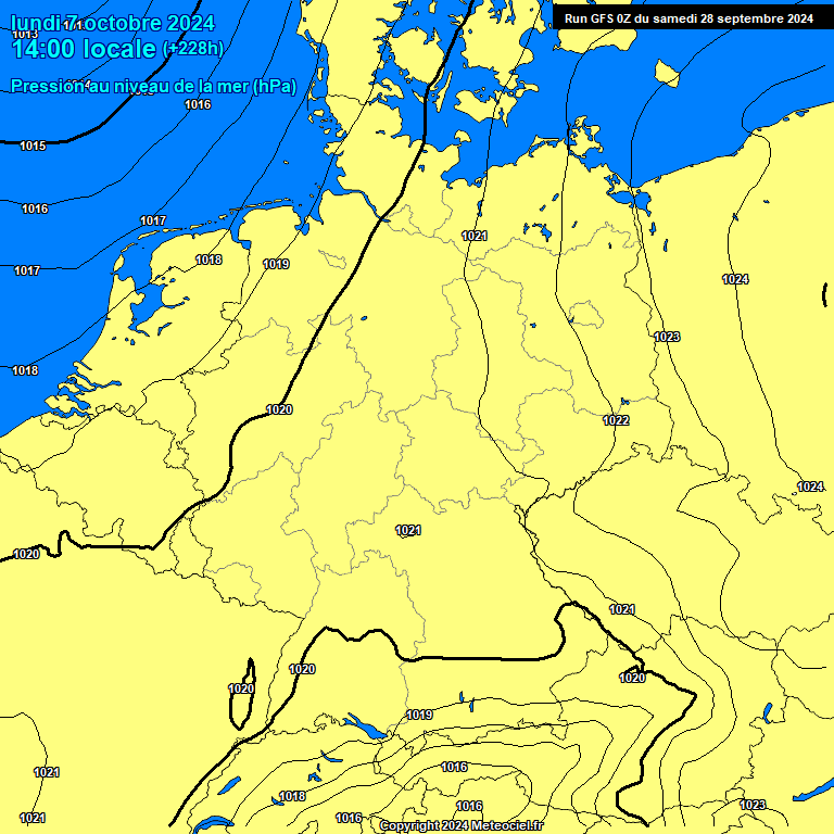 Modele GFS - Carte prvisions 