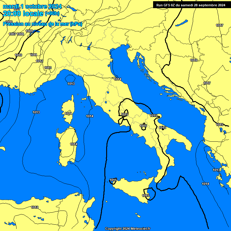 Modele GFS - Carte prvisions 