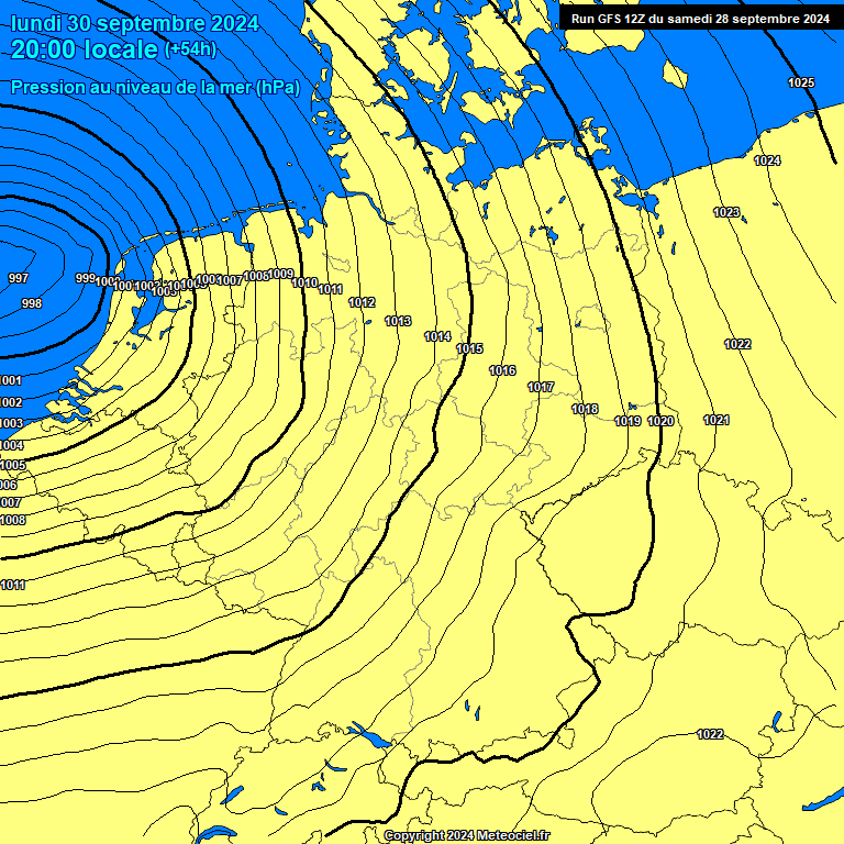 Modele GFS - Carte prvisions 