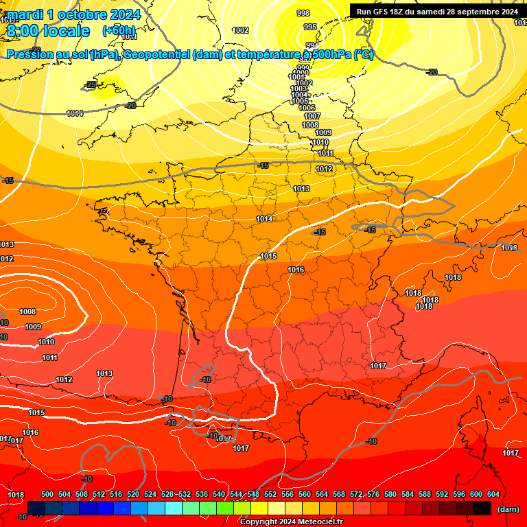 Modele GFS - Carte prvisions 