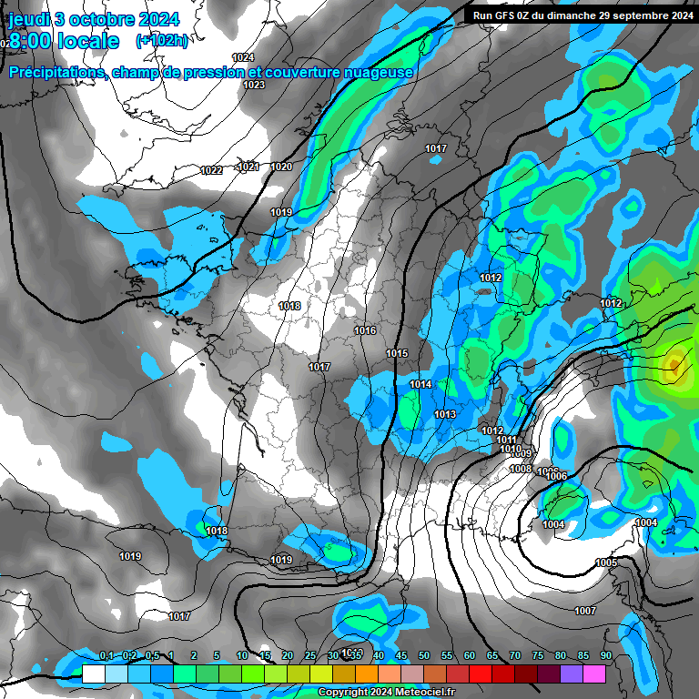 Modele GFS - Carte prvisions 