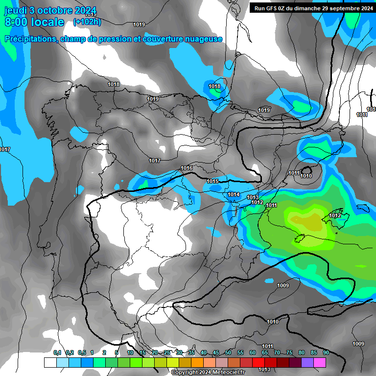 Modele GFS - Carte prvisions 