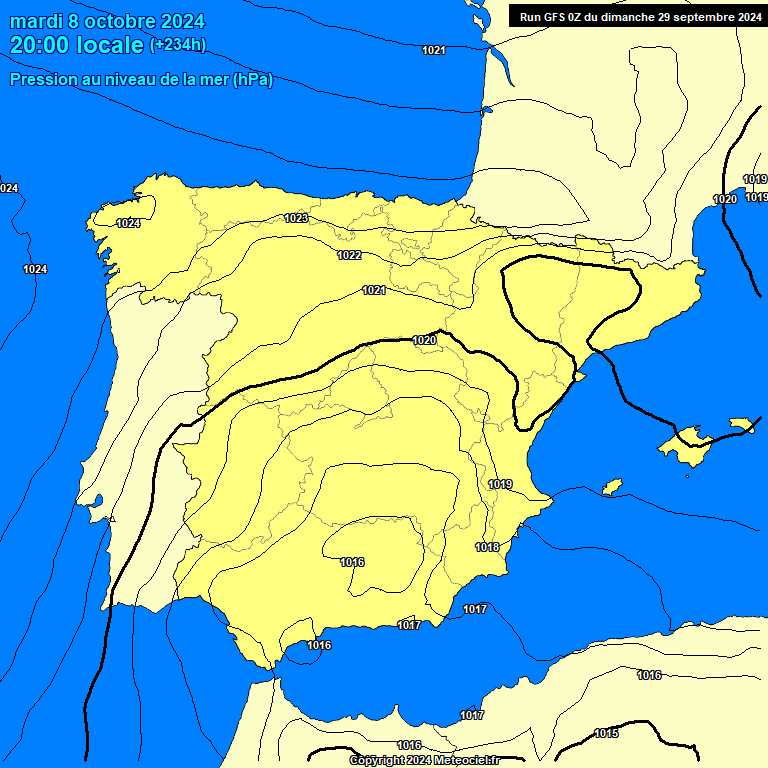 Modele GFS - Carte prvisions 