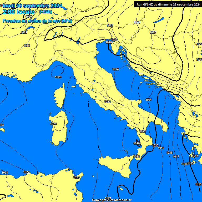 Modele GFS - Carte prvisions 