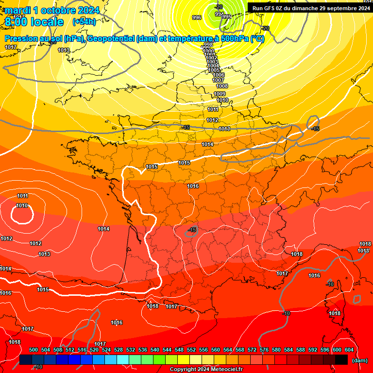 Modele GFS - Carte prvisions 