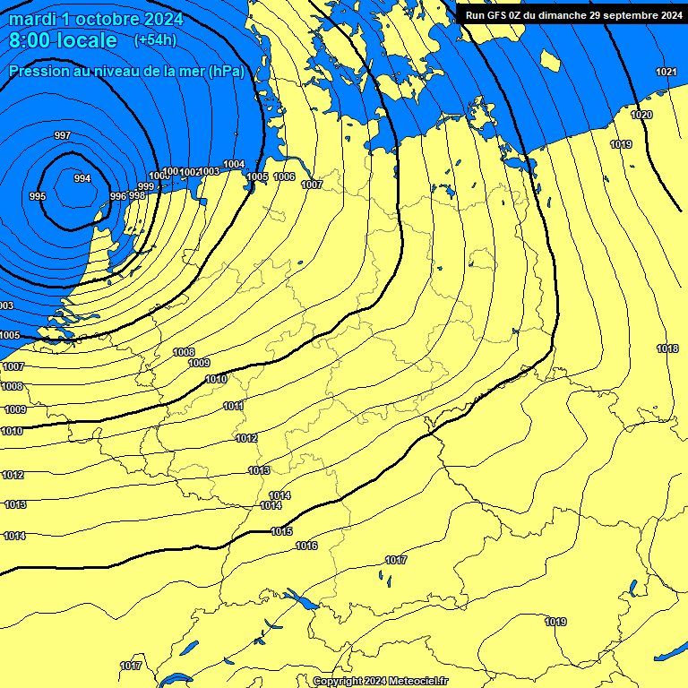 Modele GFS - Carte prvisions 