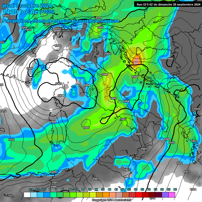 Modele GFS - Carte prvisions 