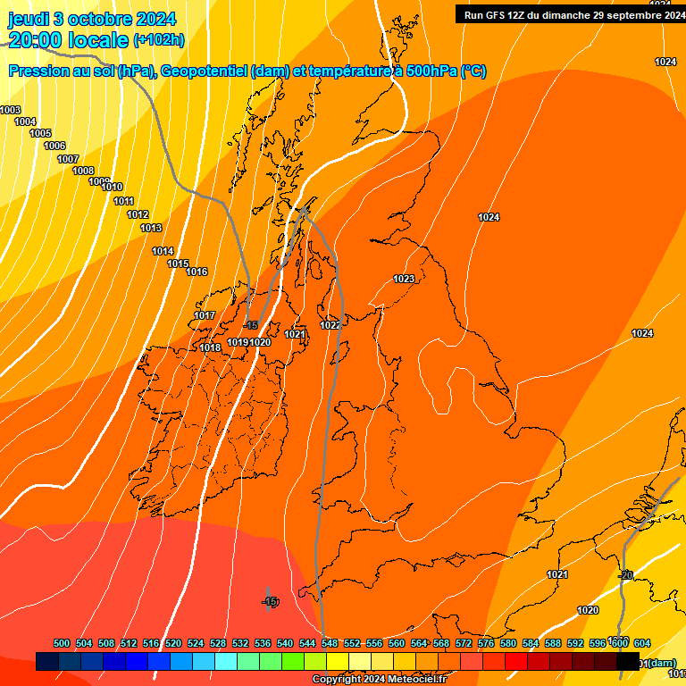 Modele GFS - Carte prvisions 