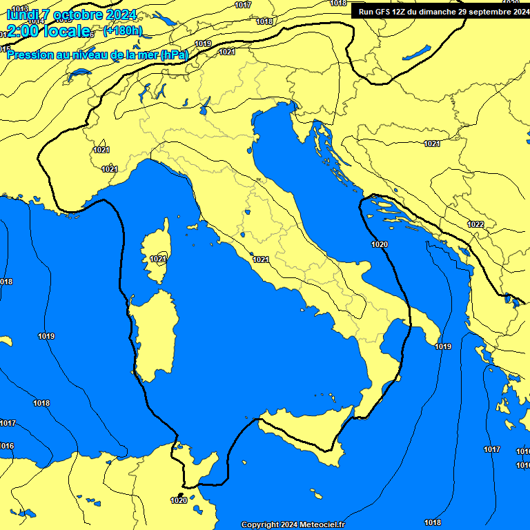 Modele GFS - Carte prvisions 