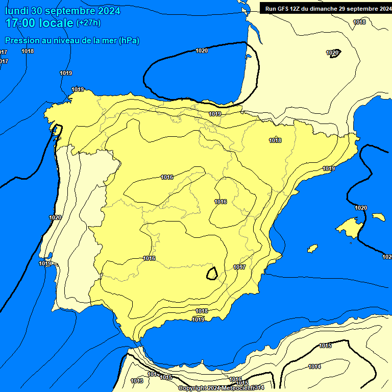 Modele GFS - Carte prvisions 