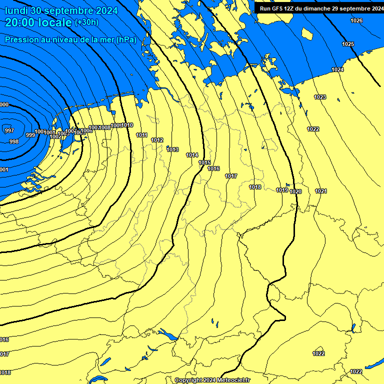 Modele GFS - Carte prvisions 