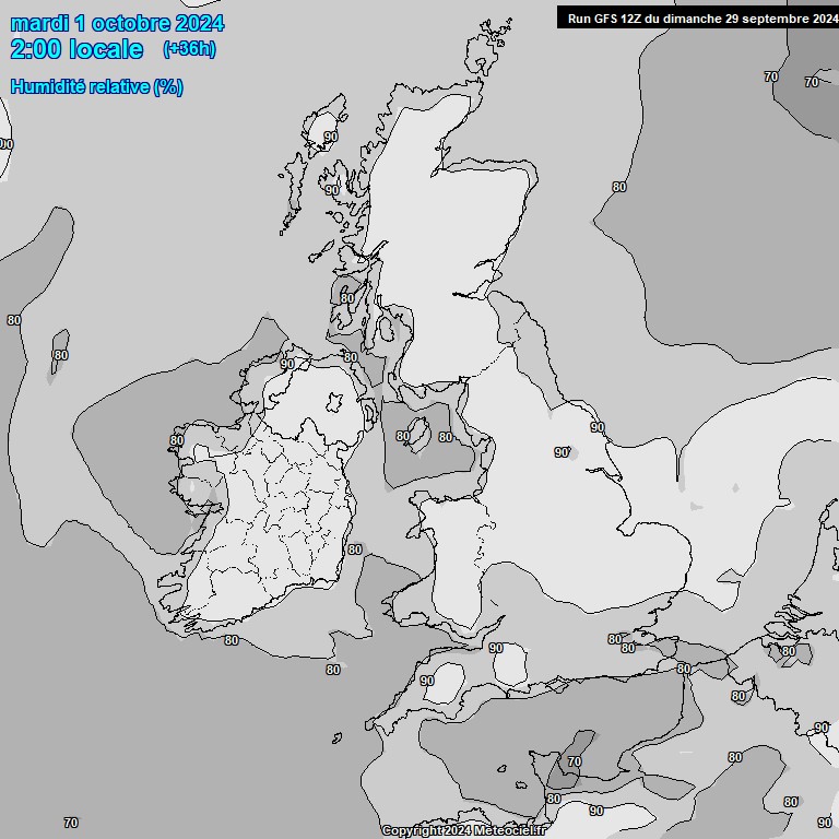 Modele GFS - Carte prvisions 