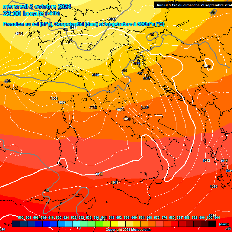 Modele GFS - Carte prvisions 