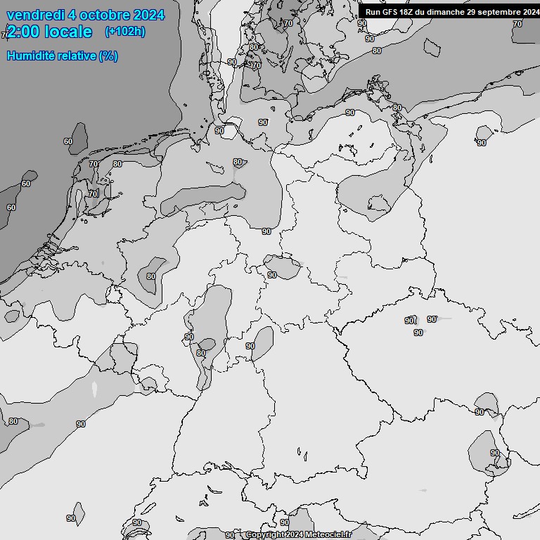 Modele GFS - Carte prvisions 